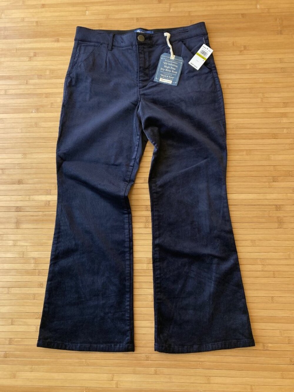 Democracy Ab Solution Itty Bitty Boot Corduroy Jeans Women's 14P PETITE Navy NWT
